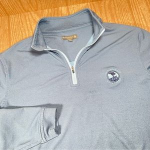 Men’s PETER MILAR CROWN SPORT 1/4 ZIP GOLF Casual PULLOVER Spandex BLUE READ
